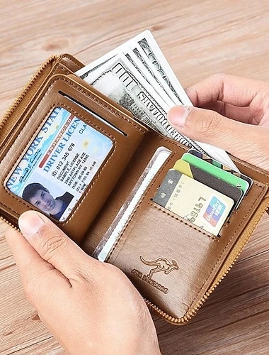  miesten lompakko vetoketjullinen aitoa nahkaa varkaudenesto rfid-esto korttikotelo magneettisuojattu kaksipuolinen lompakko tyylikäs rahaklipsi luottokorttien järjestäjä miehille