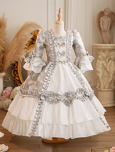  Rokoko Steampunk schick Maxi Partykostüm Zubehör Glockenärmel Prinzessin Schleife Retro Ballkleid Spitzkragen Kostüm Mädchen königlich Weihnachten Halloween Karneval Maskerade Hochzeitsfeier Festival