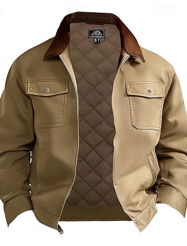  Homme Veste Cargo Veste Décontractée Parka Vacances Quotidien Chaud Avec Poches Automne Hiver Uni Mode Classique Revers Régulier Noir bleu marine Marron Vert Kaki Veste