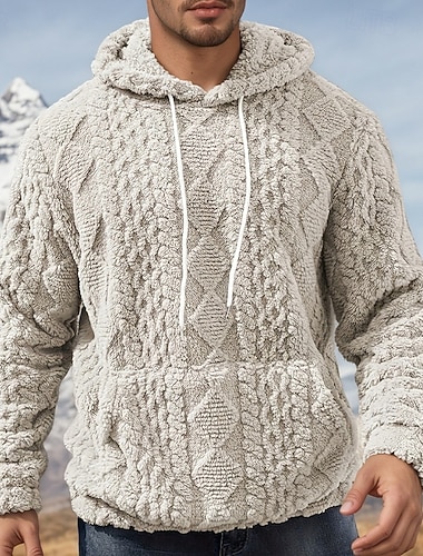 Férfi Jacquardszövet Kapucnis felsőrész Gyapjú pulóver Bézs Kapucni Sima Kollázs Színes Texturált Sport & Szabadtéri Hétköznapi Napi Utcai sikk Menő Sportruházat Tél Ruházat Pulcsik Pulóverek   Férfi Jacquardszövet Kapucnis felsőrész Gyapjú pulóver Bézs Kapucni Sima Kollázs Színes Texturált Sport & Szabadtéri Hétköznapi Napi Utcai sikk Menő Sportruházat Tél Ruházat Pulcsik Pulóverek