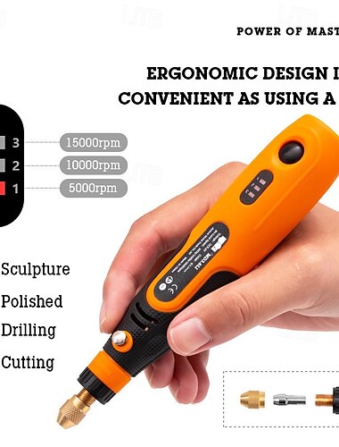  46 Stück 3,6 V elektrischer Schleifstift mit Lithiumbatterie, Maniküre-Schnitzmaschine, Mikro-Bohrmaschine Typ C, Schleif- und Poliermaschine