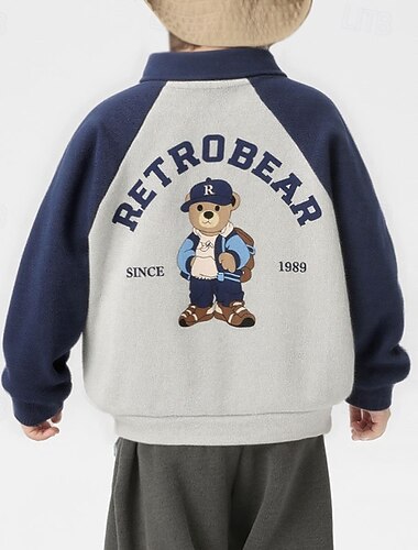  Giacca da baseball per bambini e ragazzi, con lettere, stile sportivo, patchwork, scuola, cappotto, capispalla, 4 anni+, primavera, arancione e grigio