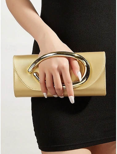  Pochette de soirée métallique pour femme avec poignée dorée, élégant sac à bandoulière en similicuir, options multicolores pour mariage, cocktail et événements formels