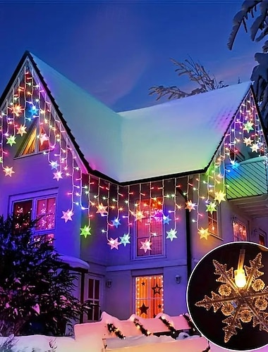  Guirlandes lumineuses enflocons de neige LED 96LED 3.5m 8 modes d'éclairage pour Thanksgiving Nouvel An Saint-Valentin décoration d'atmosphère pour balcon salon jardin porche