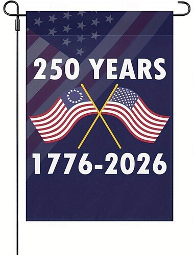  علم حديقة الذكرى السنوية الـ 250 للولايات المتحدة الأمريكية 1776-2026، لافتة عيد ميلاد وطنية أمريكية خارجية للفناء أو الحديقة أو الشرفة أو ديكور يوم الاستقلال