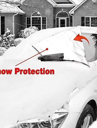  כיסוי מגנטי לרכב נגד שלג, כיסוי חצי רכב עם הגנה מפני השמשה הקדמית, מגן שמש עבה ומגן שלג עמיד בחום לחורף ולקיץ