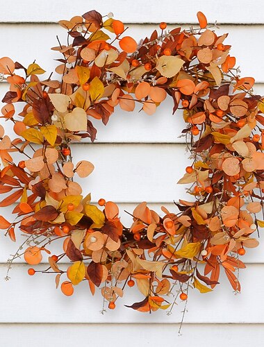 Couronne d'automne pour porte d'entrée, décoration de fête des récoltes de feuilles d'automne, anneau de vigne de fausse plante pour la maison, la fenêtre, le patio &décorations de fête   Couronne d'automne pour porte d'entrée, décoration de fête des récoltes de feuilles d'automne, anneau de vigne de fausse plante pour la maison, la fenêtre, le patio &décorations de fête