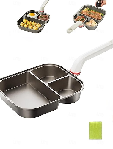  Patelnia 3 w 1 ze stopu tytanu z nieprzywierającą powłoką, podwyższonym uchwytem zapobiegającym poparzeniom, skrobakiem i szczotką do oleju, patelnia śniadaniowa, garnek do smażenia burgerów,