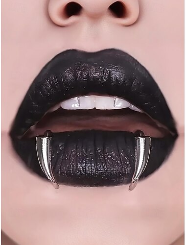  Halloween vampiertandenringen van roestvrij staal voor dames - neppe piercings in gothic punkstijl voor kostuumfeesten en cosplay
