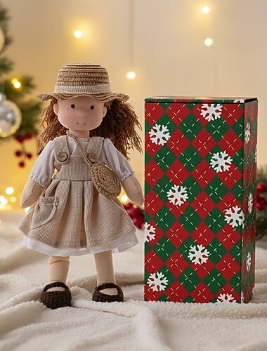  Håndlaget waldorfdukke til babyjente med koselige klær - 11,8 tommers myk plysjdukke med gaveeske for småbarn, ideell julegave til jenter og barn