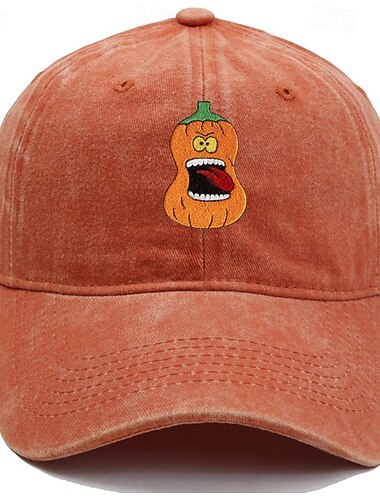  Per uomo Cappellino da Baseball Cappello da Sole Cappello da Camionista Nero Arancione Cotone / poliestere Ricamato Moda Casual Quotidiano Festa di Halloween Zucca Regolabile Protezione solare