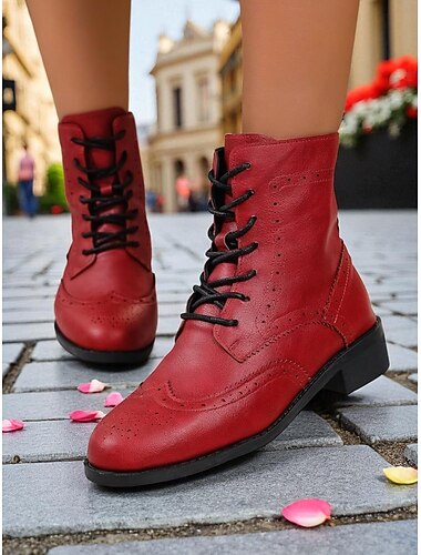  Botas femininas estilo brogue vintage, pretas e brancas, de couro sintético, com cadarço, da década de 1950, perfeitas para o estilo urbano e para uso casual no escritório