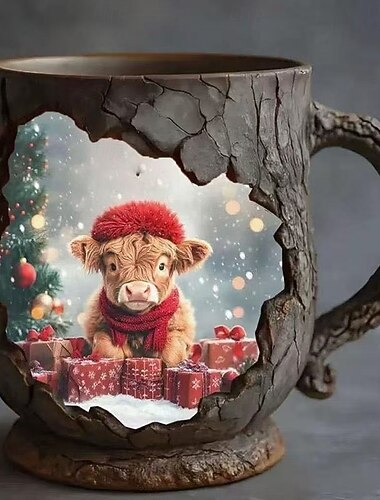  Juleku julenissen harpikskrus nyhet drikkeglass med rustfritt stålfôr, julekaffekrus perfekt for varme drikker, varm sjokolade, te, kaffe