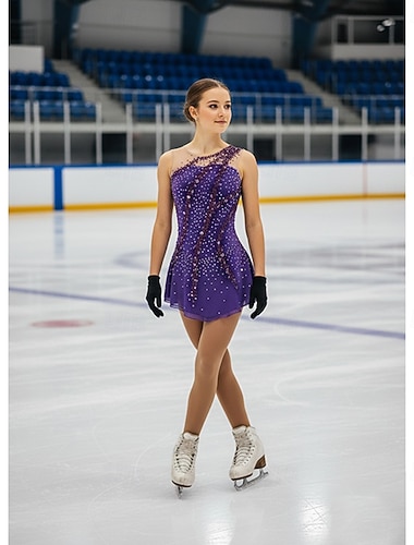  فستان التزلج الراقص نسائي للفتيات تزلج على الجليد الفساتين ملابس الأصفر والأصفر أحمر داكن أزرق بحري داكن فتح الظهر سباندكس تمتد غزل عالية المرونة التدريب تمرين منافسة ملابس التزلج مصنوع يدوي