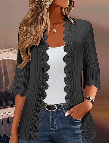 Damen Pullover Strickjacke Streetwear Lässig Einfarbig V Ausschnitt Gestrickt Dreiviertelarm Normale Oberteile Stricken Ferien Ausgehen Wochenende Weinrot Schwarz Frühling Herbst   Damen Pullover Strickjacke Streetwear Lässig Einfarbig V Ausschnitt Gestrickt Dreiviertelarm Normale Oberteile Stricken Ferien Ausgehen Wochenende Weinrot Schwarz Frühling Herbst