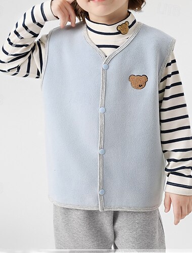  Bambini Unisex Gilet Capispalla Tinta unica Senza Maniche Bottoni Cappotto All'aperto Moda Quotidiano Rosa Blu marino Blu Autunno Inverno Dai 4 anni in su