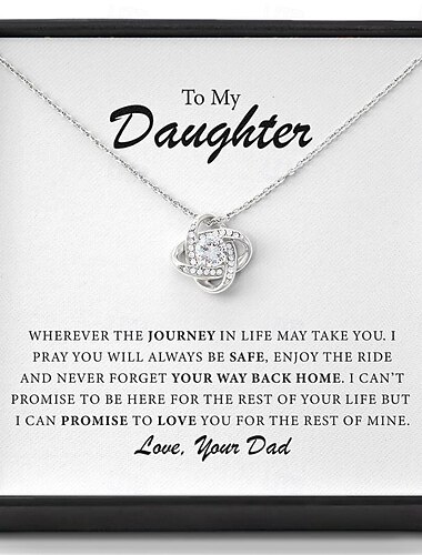  Halskæde til min datter, julegave til piger med beskedkortæske, fødselsdagssmykkegave, minde fra dimissionen, valentinsdagsgave fra mor eller far