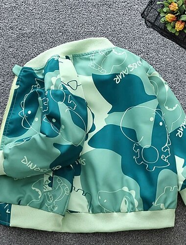  Bambini Unisex Giacche da baseball Capispalla Blocco di colori Manica Lunga Cerniera Cappotto All'aperto Moda Quotidiano Verde Primavera Autunno Dai 4 anni in su