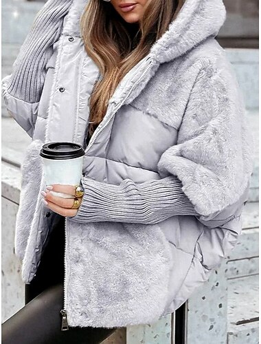  Mujer Chaqueta Resistente al Viento Mantiene abrigado Retazos Bolsillo Frente Abierto Vintage Diario Casual Plano Regalos de Navidad Vacaciones Casual Diario Frente Abierto Largo Con Capucha Holgado