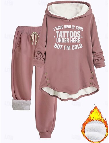  Per donna Quotidiano Felpa con Cappuccio Manica Lunga Con Cappuccio Grafico Lettera Coulisse Stampato Casuale Quotidiano Rosa Blu Grigio Autunno Vestibilità regolare