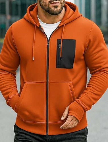  Per uomo Felpa con cappuccio Felpa con cappuccio a zip intera Felpa con cappuccio in pile Felpa con cappuccio tattica Nero Verde militare Blu Reale Arancione Grigio chiaro Con Cappuccio Semplice