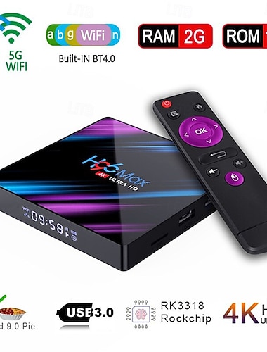  H96 Max Smart Android 9.0 TV Box RK3318 Quad Core 64 Bit UHD 4K VP9 H.265 2GB / 16GB 2.4G / 5G Wi-Fi BT4.0 HD Media Player TV Box