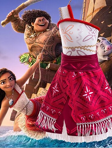  Vaiana prinsessa Vaiana klänning kostym film tv-tema kostymer film cosplay för flickor barns karneval barnens dag världsbokdagen fest födelsedag strand