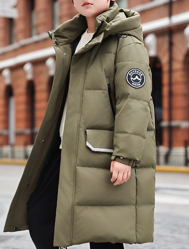  Infantil Unisexo Jaqueta de penas Jaqueta para atividades ao ar livre Casaco puffer agasalhos Côr Sólida Manga Longa Mantenha Quente A prova de Vento Casaco Ao ar livre Diário Básico Preto Vermelho