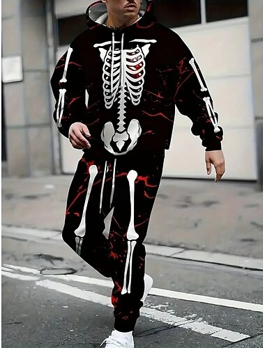  Halloween Skeleton Skull Outfits Hoodie Tracksuit Anime 3D Graphic For Couple's Men's Women's Adults' Halloween Carnival Masquerade 3D Print Casual Daily