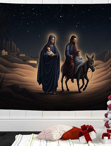  jultapet vägggobelänger jultomten julgran modern vardagsrum heminredning