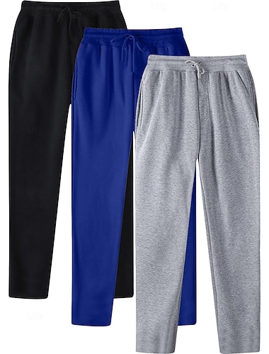  Herre Joggebukser Fleecebukser Bukser Joggebukse med rett ben Åpen bunn joggebukse Snorer Elastisk midje Multipakke عادي Pustende Full lengde utendørs Avslappet Daglig Mote Gatemote 1 2 Mikroelastisk