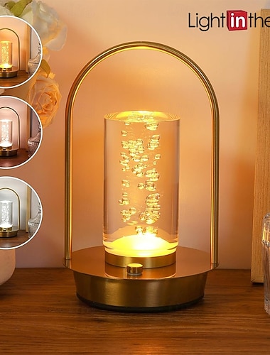  Přenosná kovová stolní lampa pro venkovní i vnitřní použití, 3 barvy, bezdrátová stolní lampa, dobíjecí, stmívatelná, napájená z baterie, malé stolní lampy, lucerny pro terasu, ložnici, restauraci,