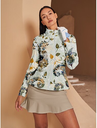  Damskie Kurtki golfowe Jasnozielony Długi rękaw Top Damskie stroje golfowe Odzież Stroje Noś odzież