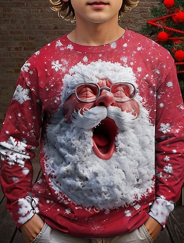 Новогодняя тематика Мальчики 3D Дед Мороз В снежинку Футболка Длинный рукав Весна Осень Мода Классический Дети 4-12 лет Вырез под горло на открытом воздухе Повседневные Стандартный   Новогодняя тематика Мальчики 3D Дед Мороз В снежинку Футболка Длинный рукав Весна Осень Мода Классический Дети 4-12 лет Вырез под горло на открытом воздухе Повседневные Стандартный