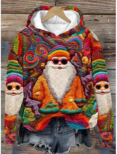 Damen Kapuzenpullover Grafik Weihnachtsmann Rentier Lässig Langarm Mit Kapuze Normale Oberteile Party-Abendmode Straße Alltagskleidung Schwarz Rosa Wein Rote Orange Frühling Herbst Winter   Damen Kapuzenpullover Grafik Weihnachtsmann Rentier Lässig Langarm Mit Kapuze Normale Oberteile Party-Abendmode Straße Alltagskleidung Schwarz Rosa Wein Rote Orange Frühling Herbst Winter