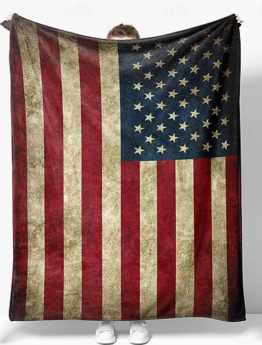  Giornata dell'indipendenza coperte in pile Coperta per divano Regalo Stati Uniti d'America Bandiera Vintage Classico 3D Divano Da letto Coperta decorativa Coperta calda Arredamento per la casa