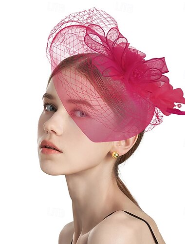 魅力的な人 チュール 羽毛 フェドーラ帽 結婚式 ティーパーティー 競馬 カクテル エレガント ヴィンテージ と フェザー かぶと 帽子
