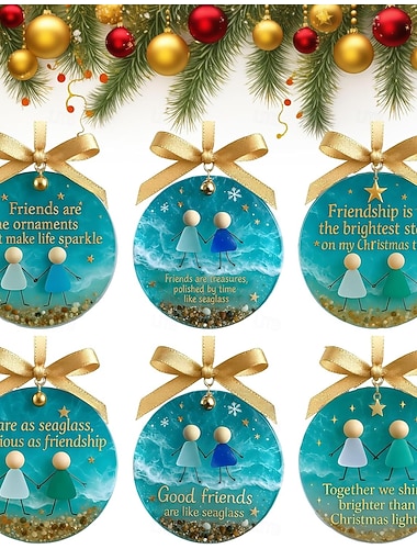  vriendschapszeeglas acryl kerstversiering, handgemaakte zeeglas vriendschapsversiering voor in de kerstboom, cadeaus voor beste vriendin, vriendschapscadeaus