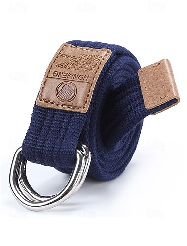  Weihnachtsgürtel aus Canvas für Herren – verstellbarer Gürtel aus Baumwollgewebe mit Lederriemen und D-Ring-Schnalle aus Metall – erhältlich in Rot, Marineblau, Schwarz und mehr – stilvolles Weihnachtsaccessoire für Männer