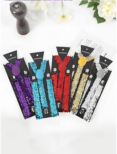  Weihnachts-Paillettenhosenträger für Herren – Polyestermaterial, festliches, funkelndes Design, in mehreren Farben erhältlich, perfekt für Feiertagspartys und Weihnachtsveranstaltungen