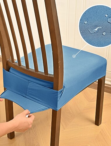  Sitzbezüge für Esszimmer, dehnbar, wasserdicht, Milchseide, doppelt elastischer Hockerbezug mit Schnalle und Zunge, rutschfester Stuhlkissenbezug für die Dekoration von Zuhause, Hotel, Restaurant,