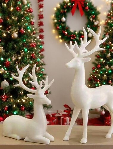  valkokultaiset joulupeurahahmot, pienet peurakoristeet, taiteellinen kodinsisustus, ihanteellinen kotiin &loma-asetelma, täydellinen kiitospäivään, syksyyn ja talveen, jouluun &uudenvuoden lahjat