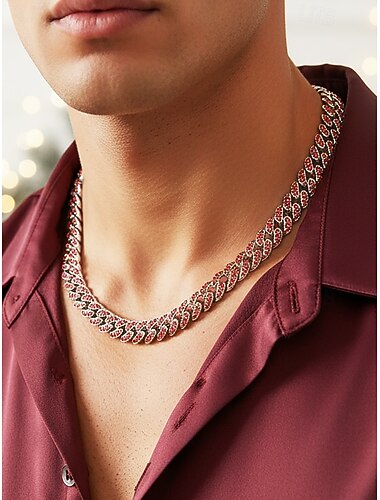  Weihnachtskette für Herren mit Legierung und Zirkoniasteinen, mehrere Farben, perfekt für die Feiertage und als festliches Geschenk