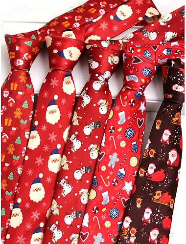  Juleslips i polyester for menn – design med julenisse, snømann og høytider, perfekt til julefester og festlige anledninger