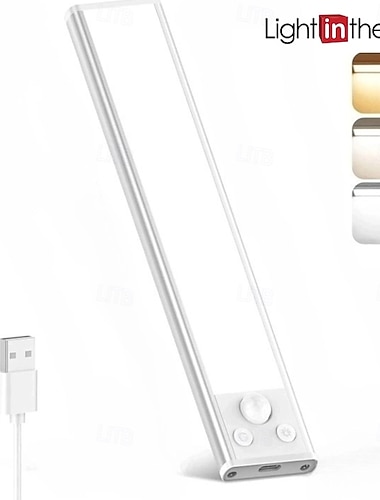  إضاءة تحت الخزانة، ضوء خزانة مستشعر الحركة، 3 درجات حرارة ألوان قابلة للتعتيم، ضوء خزانة قابل لإعادة الشحن عبر USB، مصباح ليلي مغناطيسي للمطبخ وغرفة النوم والسلالم