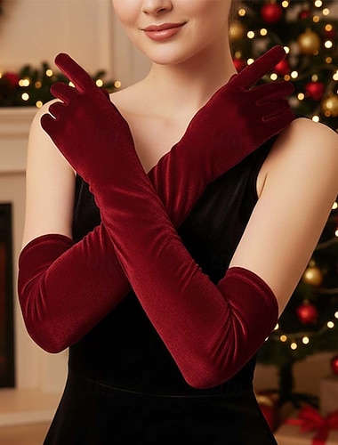 Samt Opernhandschuhe Weihnachten Mrs. Claus Handschuhe Damen elegante Weihnachtsaccessoires Erwachsene Weihnachten Neujahr Party Handschuhe   Samt Opernhandschuhe Weihnachten Mrs. Claus Handschuhe Damen elegante Weihnachtsaccessoires Erwachsene Weihnachten Neujahr Party Handschuhe