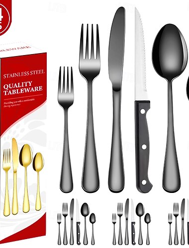  24 darabos rozsdamentes acél karácsonyi evőeszközkészlet kés villa kanál étkészlet nyugati vacsoraeszközök ünnepi ajándékdoboz-készlet karácsonyi partira