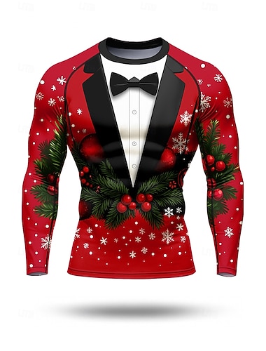 Weihnachten Herren Unisex Kompressionsshirt Laufshirt Langarm Basisschicht Schnelltrocknend Kompression Power Flex Feuchtigkeitsableitend Fitnesstraining Aktives Training Übung Sportbekleidung