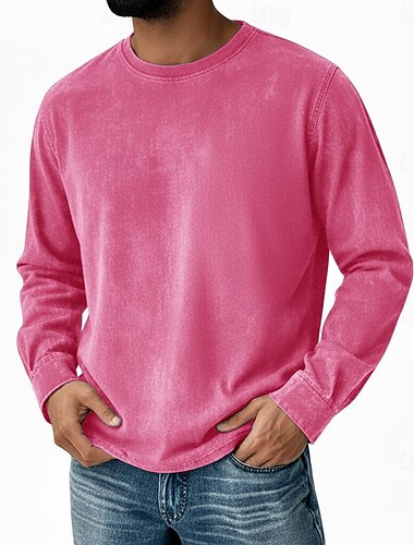  Miesten T-paita 100 % puuvillahappopesupaita Pitkähihainen Tiukka pyöreä kaula-aukko Syksy 봄 & Syksy Lippu Yhdysvaltain Yhdysvaltain lippu Lippu / kansallislippu Neuleet Vintage Tyylikäs Crewneck