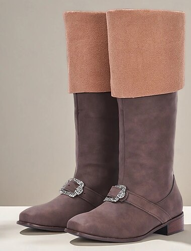  Botas masculinas marrons estilo revival medieval – design clássico com detalhe de fivela, ideal para encenações históricas, cosplay e eventos temáticos
